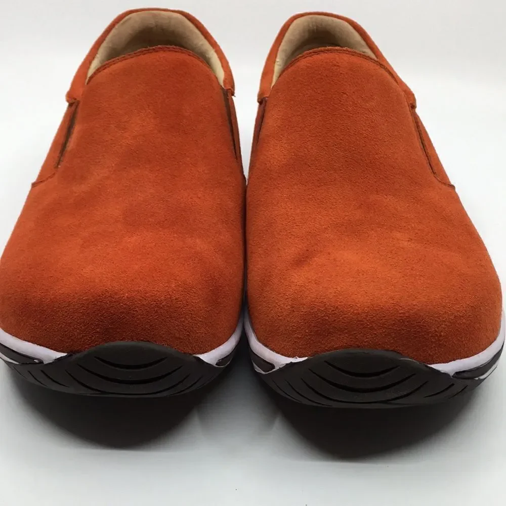 NIB Alegria Aaron Orange Suede Slip On Shoes - Size 43 EU 9.5 US (W US 13)
